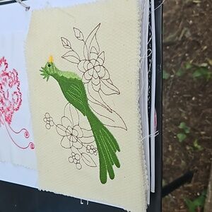 Handmade machine embroidery bird patch